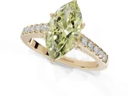 Marquise Pavé Solitaire Engagement Ring Setting for a Fancy Yellow Lab-Grown Diamond | Crossover Gallery | Yellow Gold