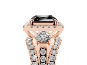 Asscher Cut Halo Split Shank Engagement Ring Setting for a Black Center | Rose Gold