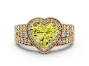 Heart-Shaped Milgrain Halo Engagement Ring Setting for a Fancy Yellow Lab-Grown Diamond | Split Shank | Yellow Gold