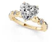 Heart-Shaped Bezel Station Engagement Ring Setting | Beaded Band | Yellow Gold