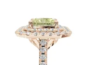 Canary Yellow Radiant Cut Lab-Grown Diamond Double Halo Statement Ring Set in Rose Gold with Pavé Band
