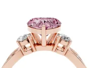Fancy Pink Three-Stone Heart Cut Diamond Twist Band Ring Set in Rose gold with Pavé Accents and Prong Setting