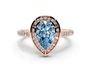 Pear-Shaped Sectioned Halo Engagement Ring Setting for a Fancy Blue Lab-Grown Diamond | Rose Gold