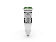Fancy Green Radiant Cut Diamond Wide Channel Set Band Ring Set in Platinum with Bezel Setting