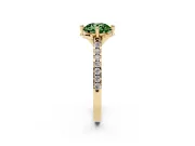 Round Floral Engagement Ring Setting for a Fancy Green Lab-Grown Diamond | Pavé Band | Yellow Gold