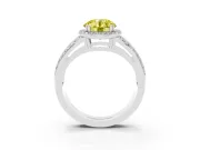 Round Halo Engagement Ring Setting for a Fancy Yellow Lab-Grown Diamond | Split Shank | White Gold