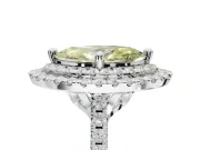 Canary Yellow Marquise Lab-Grown Diamond Double Halo Statement Ring Set in Platinum with Pavé Band
