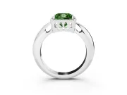 Fancy Green Princess Cut Diamond Halo Engagement Ring Set in White gold with Plain Split Shank and Prong Setting