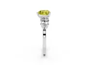 Fancy Yellow Heart Cut Diamond Cluster Engagement Ring Set in Platinum with Pavé Band and Prong Setting