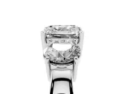 Asscher Cut Three Stone Engagement Ring Setting | Wide Plain Band | White Gold