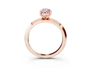 Fancy Pink Pear Cut Diamond Solitaire Engagement Ring Set in Rose gold with Flat Band and Prong Setting