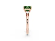 Fancy Green Three-Stone Asscher Cut Diamond Ring Set in Rose gold with Prong Setting and Plain Band
