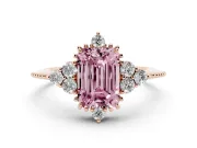Emerald Cut Cluster Engagement Ring Setting for a Fancy Pink Lab-Grown Diamond | Rose Gold
