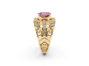Radiant Cut Art Deco Engagement Ring Setting for a Fancy Pink Lab-Grown Diamond | Yellow Gold