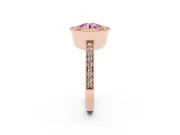 Round Milgrain Halo Engagement Ring Setting for a Fancy Pink Lab-Grown Diamond | Pave Band | Rose Gold