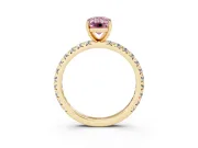 Emerald Cut Pavé Engagement Ring Setting for a Fancy Pink Lab-Grown Diamond | Yellow Gold