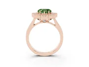 Heart-Shaped Milgrain Cluster Halo Engagement Ring Setting for a Fancy Green Lab-Grown Diamond | Plain Band | Rose Gold