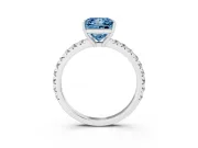 Princess Cut Pave Engagement Ring Setting for a Fancy Blue Lab-Grown Diamond | Shared Prong Band | White Gold