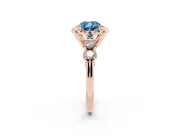 Cushion Cut Floral Engagement Ring Setting for a Fancy Blue Lab-Grown Diamond | Petal Frame and Side Stones | Rose Gold