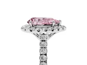 Pear-Shaped Raised Halo Engagement Ring Setting for a Fancy Pink Lab-Grown Diamond | Platinum