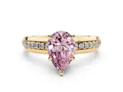Pear-Shaped Channel Set Engagement Ring Setting for a Fancy Pink Lab-Grown Diamond | Rope Collar | Yellow Gold