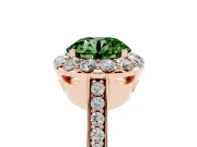 Round Floral Halo Engagement Ring Setting for a Fancy Green Lab-Grown Diamond | Large Round Accents | Rose Gold