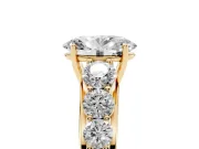 Oval Graduated Side Stone Engagement Ring Setting | Flat Top Band | Yellow Gold