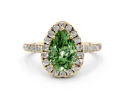 Pear-Shaped Raised Halo Engagement Ring Setting for a Fancy Green Lab-Grown Diamond | Yellow Gold