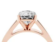 Radiant Cut Diamond Solitaire Engagement Ring Set in Rose gold with Prong Setting and Tapered Band