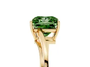 Fancy Green Princess Cut Diamond Solitaire Twist Band Ring Set in Yellow gold with Prong Setting
