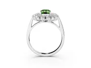 Emerald Cut Floral Double Halo Engagement Ring Setting for a Fancy Green Lab-Grown Diamond | Plain Band | Platinum
