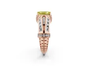 Fancy Yellow Emerald Cut Diamond Vintage-Inspired Milgrain Ring Set in Rose gold with Accent Split Shank