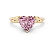 Heart-Shaped Bamboo Engagement Ring Setting for a Fancy Pink Lab-Grown Diamond | Yellow Gold