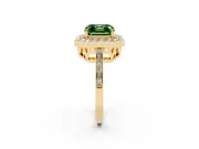 Asscher Cut Halo Engagement Ring Setting for a Fancy Green Lab-Grown Diamond | Polished Halo Rim | Yellow Gold