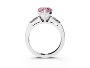 Heart-Shaped Three Stone Engagement Ring Setting for a Fancy Pink Lab-Grown Diamond | Tapered Baguettes | Platinum
