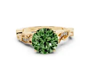 Round Vine Engagement Ring Setting for a Fancy Green Lab-Grown Diamond | Yellow Gold