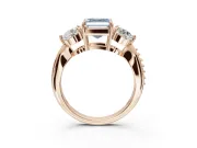 Asscher Cut Three Stone Engagement Ring Setting for a Fancy Blue Lab-Grown Diamond | Tapered Pave Band | Rose Gold