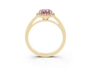 Fancy Pink Oval Cut Diamond Halo Ring Set in Yellow gold with Solitaire Band and Prong Setting