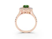 Radiant Cut Halo Split Shank Engagement Ring Setting for a Fancy Green Lab-Grown Diamond | Pavé Strands | Rose Gold