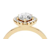 Marquise Thin Halo Engagement Ring Setting | Plain Polished Band | Yellow Gold