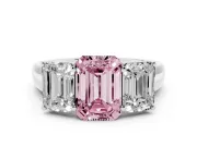 Emerald Cut Engagement Ring Setting for a Fancy Pink Lab-Grown Diamond | Sterling Silver - Design NV-24908