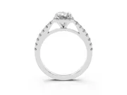 Radiant Cut Diamond Halo Engagement Ring Set in Platinum with Pavé Band and Prong Setting