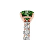 Cushion Cut Shared Prong Engagement Ring Setting for a Fancy Green Lab-Grown Diamond | Rose Gold