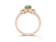 Pear-Shaped Three Stone Pavé Engagement Ring Setting for a Fancy Green Lab-Grown Diamond | Round Side Stones | Rose Gold