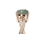 Cushion Cut Twisted Pavé Solitaire Engagement Ring Setting for a Fancy Green Lab-Grown Diamond | Open Basket | Rose Gold