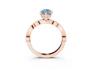 Fancy Blue Marquise Cut Diamond Solitaire Engagement Ring Set in Rose gold with Milgrain Bezel Accent Band
