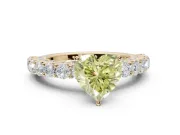 Heart-Shaped Shared Prong Engagement Ring Setting for a Fancy Yellow Lab-Grown Diamond | Yellow Gold