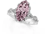 Marquise Halo Engagement Ring Setting for a Fancy Pink Lab-Grown Diamond | Sterling Silver - Design NV-24725