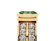 Emerald Cut Half Bezel Engagement Ring Setting for a Fancy Green Lab-Grown Diamond | Channel Band | Yellow Gold