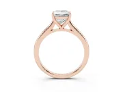 Princess Cut Diamond Solitaire Ring Set in Rose gold with Cathedral Band and Prong Setting